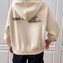 Ezwear sudadera con capucha de manga larga de unicolor con estampado de letra, uso casual diario