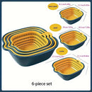 Set de 6 coladores de plástico, cesta de drenaje de doble capa, coladores de cocina reutilizables para enjuagar frutas y verduras, herramientas y accesorios de cocina multiusos.
