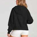 Sudaderas con media cremallera para mujer, sudaderas cortas con capucha, sudaderas de forro polar