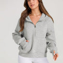 Sudaderas con media cremallera para mujer, sudaderas cortas con capucha, sudaderas de forro polar