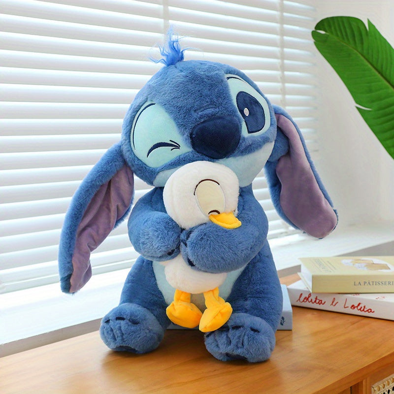 Muñeco de Peluche de Stitch de Disney con Patito - Muñeca Azul de Dibujos Animados Linda, Kawaii para Decoración, Adorno para el Coche, Regalo Ideal para Cumpleaños, Navidad, Halloween, Pascua