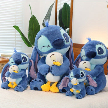 Muñeco de Peluche de Stitch de Disney con Patito - Muñeca Azul de Dibujos Animados Linda, Kawaii para Decoración, Adorno para el Coche, Regalo Ideal para Cumpleaños, Navidad, Halloween, Pascua