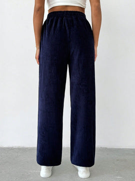 Pantalones jogger de pana de unicolor para mujer