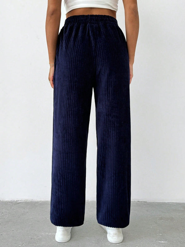 Pantalones jogger de pana de unicolor para mujer