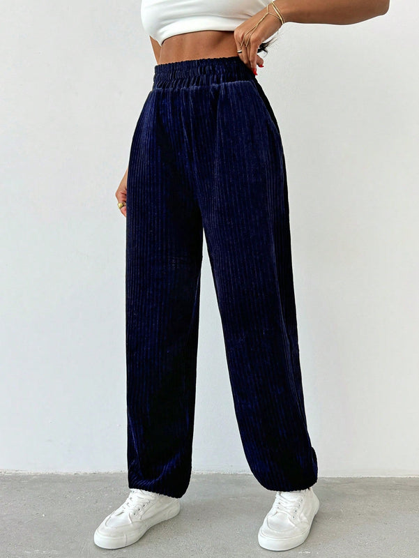 Pantalones jogger de pana de unicolor para mujer