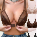 Conjunto de 3 piezas de sujetador inalambrico de cierre delantero con jacquard de labios y malla transpirable