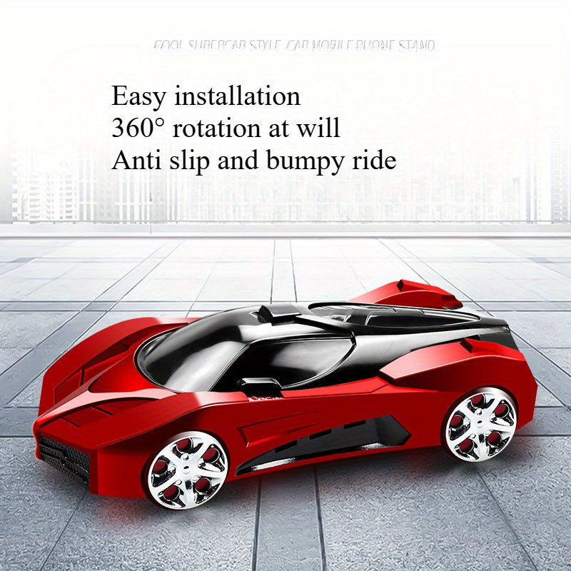 Soporte para teléfono móvil de coche deportivo multifuncional con placa de matrícula giratoria, soporte antideslizante para salpicadero, soporte para consola central de vehículo, compatibilidad universal, construcción de plástico duradero.