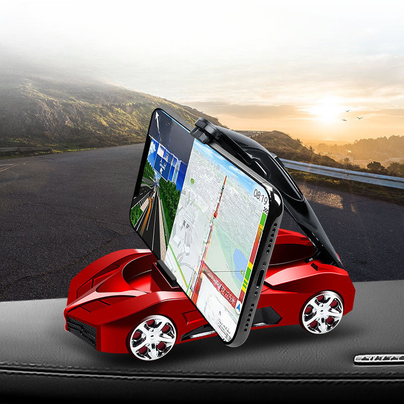 Soporte para teléfono móvil de coche deportivo multifuncional con placa de matrícula giratoria, soporte antideslizante para salpicadero, soporte para consola central de vehículo, compatibilidad universal, construcción de plástico duradero.