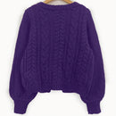 Moosta cardigan informal de manga de globo con nudo delantero de unicolor para otono/invierno