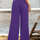 Essnce pantalones casuales sueltos de pierna ancha con bolsillos y cintura fruncida de unicolor para mujeres