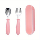 Set de cubiertos de acero inoxidable personalizado con estuche de almacenamiento - Cuchara y tenedor duraderos, ideal para fiestas y regalos de Pascua