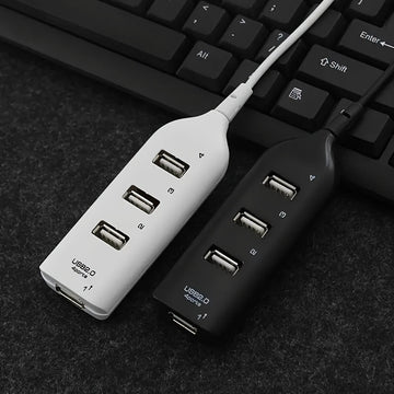 1 pieza de conector USB 2.0 de alta velocidad con 4 puertos - Repartidor compacto de múltiples puertos para PC, portátil y accesorios de computadora, opciones negras/blancas, conector USB para PC