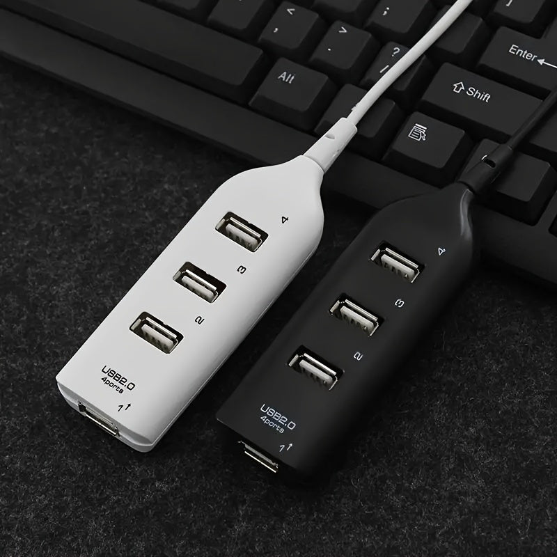 1 pieza de conector USB 2.0 de alta velocidad con 4 puertos - Repartidor compacto de múltiples puertos para PC, portátil y accesorios de computadora, opciones negras/blancas, conector USB para PC