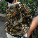 Muchic sudadera con capucha con estampado de leopardo minimalista informal, impreso en toda la prenda, otono invierno