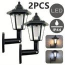 2 luces solares hexagonales para exterior, lámpara de pared LED solar, farol retro, decoración de jardín, luz solar para calle