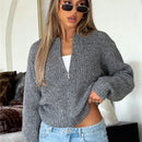 Chaqueta tipo cardigan de punto para mujer de otono/invierno, prenda exterior de moda minimalista casual, parte superior multiusos