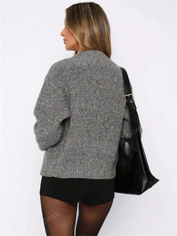 Chaqueta tipo cardigan de punto para mujer de otono/invierno, prenda exterior de moda minimalista casual, parte superior multiusos