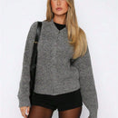 Chaqueta tipo cardigan de punto para mujer de otono/invierno, prenda exterior de moda minimalista casual, parte superior multiusos