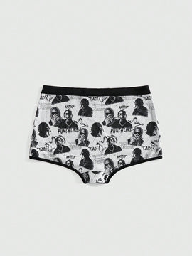 Romwe grunge punk 1 pieza calzoncillos boxer con estampado total de punk oscuro, distopia, hip hop, trenzas