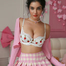 Petitdoll sujetador de encaje calado con bordado de fresa lindo para damas