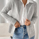 Essnce cardigan casual de mangas raglan con cierre delantero de cremallera, de unicolor, para otono/invierno