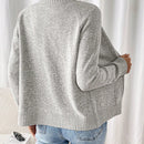 Essnce cardigan casual de mangas raglan con cierre delantero de cremallera, de unicolor, para otono/invierno