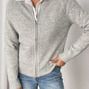 Essnce cardigan casual de mangas raglan con cierre delantero de cremallera, de unicolor, para otono/invierno