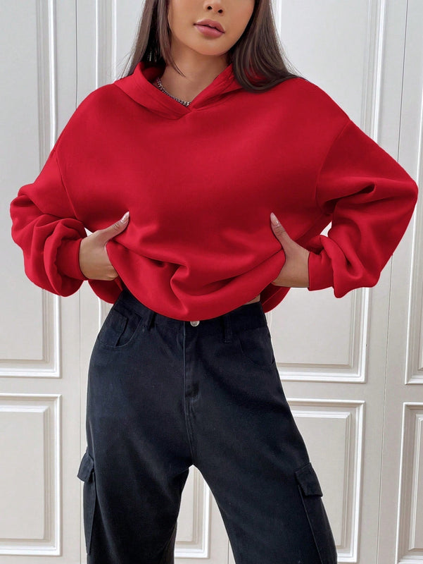 Ezwear sudadera con capucha de manga larga de unicolor con estampado de letra, uso casual diario