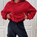 Ezwear sudadera con capucha de punto de manga larga con caida en los hombros y estampado de lema, otono/invierno para mujer