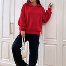 Ezwear sudadera con capucha de punto de manga larga con caida en los hombros y estampado de lema, otono/invierno para mujer