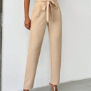 Pantalones elegantes de unicolor con cinturon para mujer