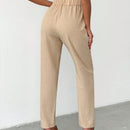 Pantalones elegantes de unicolor con cinturon para mujer