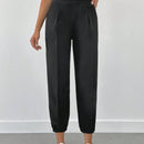 Pantalones jogger de unicolor con detalle en la cintura para mujer