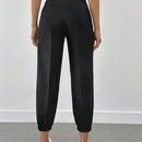 Pantalones jogger de unicolor con detalle en la cintura para mujer