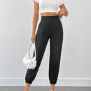 Pantalones jogger de unicolor con detalle en la cintura para mujer