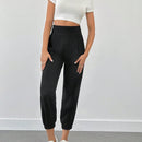 Pantalones jogger de unicolor con detalle en la cintura para mujer