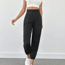 Pantalones jogger de unicolor con detalle en la cintura para mujer