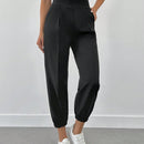 Pantalones jogger de unicolor con detalle en la cintura para mujer