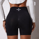 Pantalones cortos deportivos informales de cintura alta con diseno calado para mujer