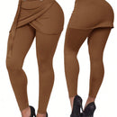 Lady pantalones casuales ajustados de unicolor 2 en 1 para mujer