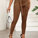 Lady pantalones casuales ajustados de unicolor 2 en 1 para mujer