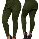 Lady pantalones casuales ajustados de unicolor 2 en 1 para mujer