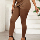 Lady pantalones casuales ajustados de unicolor 2 en 1 para mujer