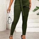 Lady pantalones casuales ajustados de unicolor 2 en 1 para mujer