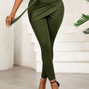 Lady pantalones casuales ajustados de unicolor 2 en 1 para mujer