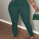 Slayr pantalones de trabajo para mujer de cintura alta, corte delgado y plisado tipo papel clip de color liso minimalista, para verano 2024
