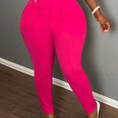 Slayr pantalones de trabajo para mujer de cintura alta, corte delgado y plisado tipo papel clip de color liso minimalista, para verano 2024