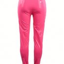 Pantalones de aspecto de piel sexy, de cintura alta, ajustados y elasticos, para mujeres