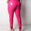 Pantalones de aspecto de piel sexy, de cintura alta, ajustados y elasticos, para mujeres