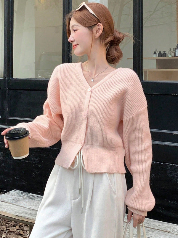 Dazy cardigan de botones de color liso para mujer, informal para uso diario, otono